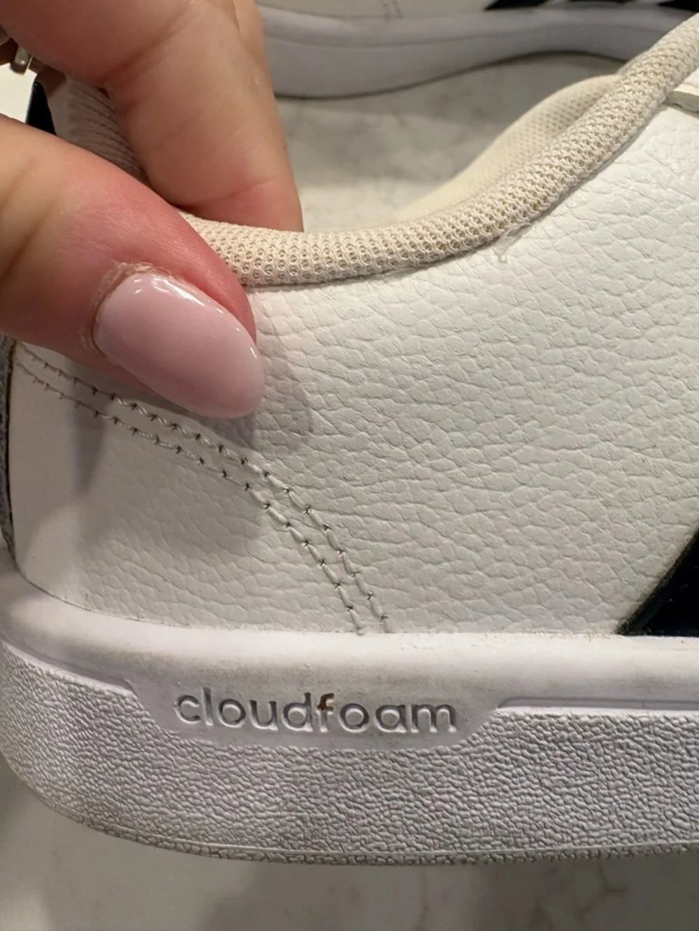 Adidas White Sneakers with Black Three Stripes - Picture 6 of 7